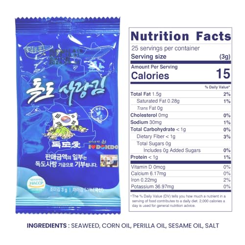 Seaweed Snacks Healthy Korean Sea Salt Seaweed- 25 Count Value ...