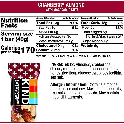 Kind Bars, Cranberry Almond Plus Antioxidants With Macadamia Nut