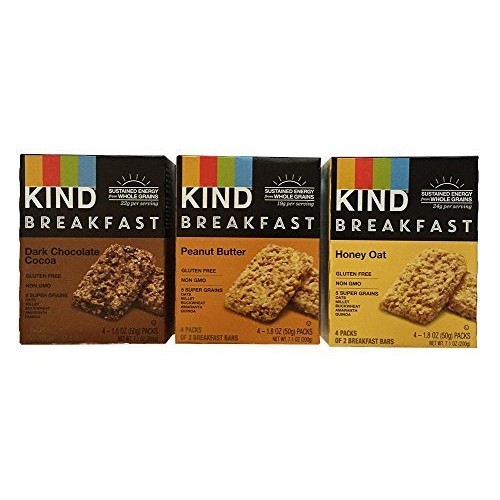 Kind Breakfast Bar Variety Bundle: Dark Chocolate Cocoa, Peanut