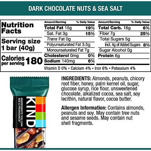 Kind Bar, Dark Chocolate Nuts &Amp; Sea Salt, 1.4 Ounce, 60 Count
