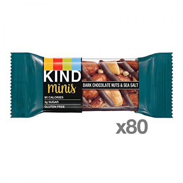 KIND Minis Bar, Dark Chocolate Nuts & Sea Salt, 80 Count