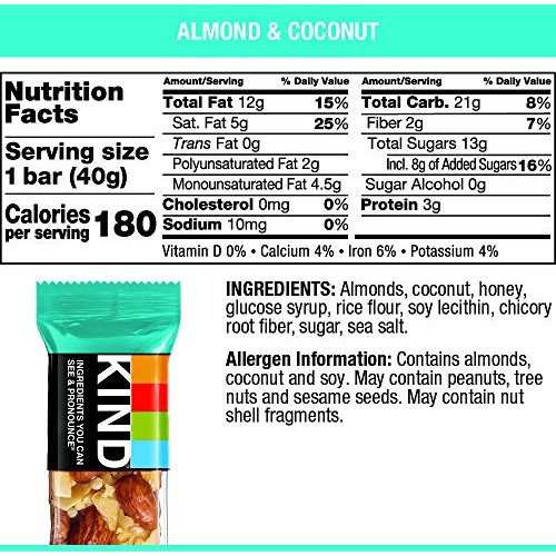 Kind Bars, Almond &Amp; Coconut, Gluten Free, 1.4 Ounce, 12 Count