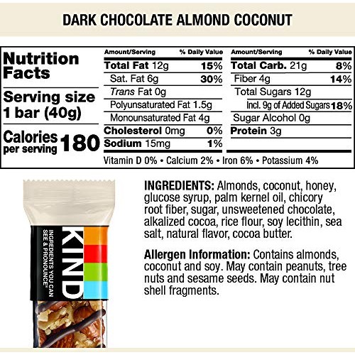 Kind Bars, Dark Chocolate Almond Coconut, Gluten Free, 1.4 Ounce