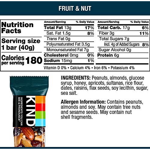 Kind Bars, Fruit &Amp; Nut, Gluten Free, Low Sugar, 1.4 Ounce Bars,
