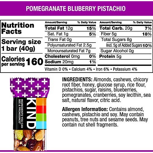 Kind Bars Pomegranate Blueberry Pistachio + Antioxidants, Gluten
