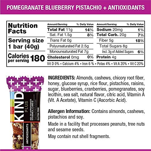 Kind Bars, Pomegranate Blueberry Pistashio + Antioxidants, Glute