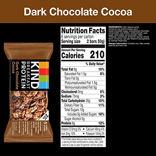 Kind Breakfast, Healthy Snack Bar, Dark Chocolate Cocoa, Gluten