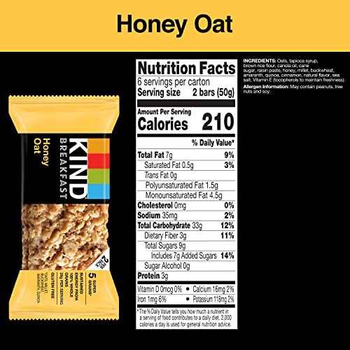 Kind Breakfast, Healthy Snack Bar, Honey Oat, Gluten Free Breakf
