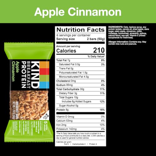 KIND Breakfast Protein, Healthy Snack Bar, Apple Cinnamon, Glute...