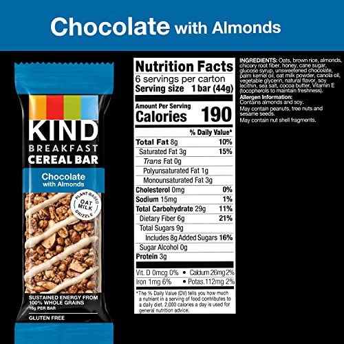 Kind Cereal Breakfast Bars, Variety Pack, Chocolate With Almonds