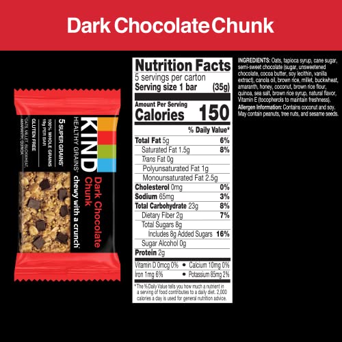 KIND Healthy Grains Bars, Dark Chocolate Chunk, Healthy Snacks, ...
