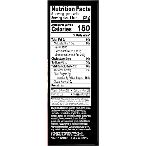 KIND Healthy Grains Bars, Dark Chocolate Chunk, Healthy Snacks, ...