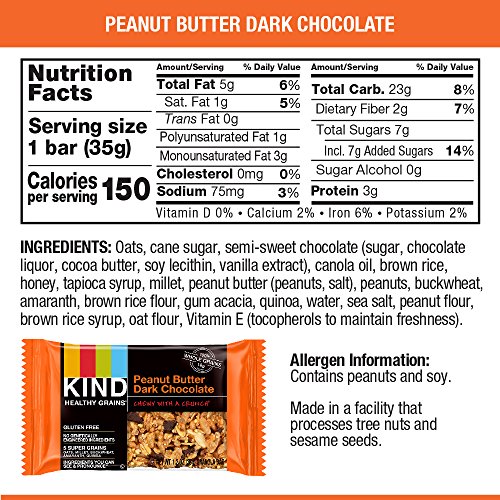 Kind Healthy Grains Bars, Peanut Butter Dark Chocolate, Gluten F