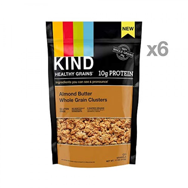KIND Healthy Grains Clusters, Almond Butter Granola, 10g Protein...