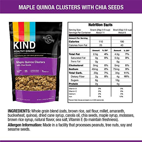 Kind Healthy Grains Clusters, Maple Quinoa With Chia Seeds Grano