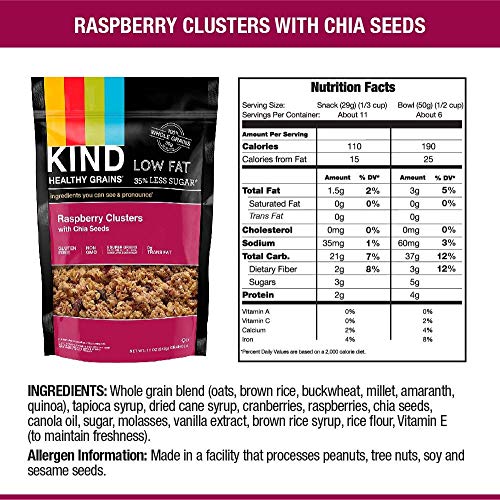 Kind Healthy Grains Clusters, Raspberry With Chia Seeds Granola,