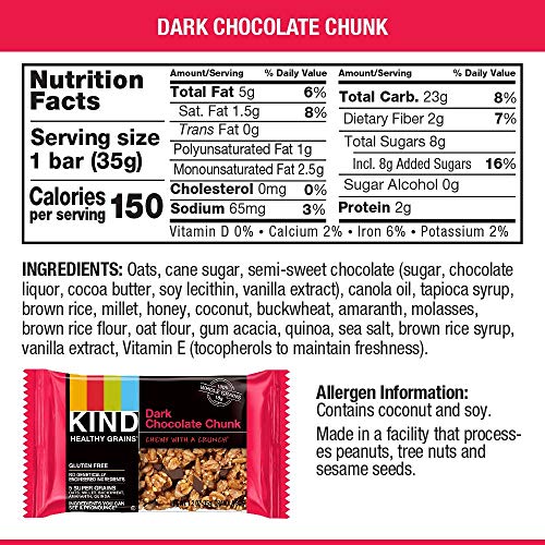 Kind Healthy Grains Granola Bars, Dark Chocolate Chunk, Gluten F