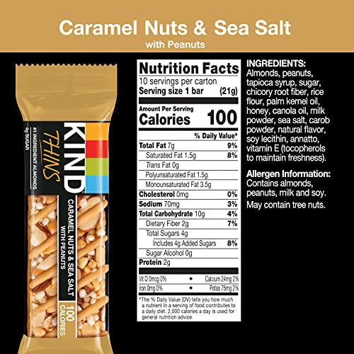 KIND Thins, Variety Pack, Dark Chocolate Nuts & Sea Salt, Carame...