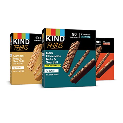 KIND Thins, Variety Pack, Dark Chocolate Nuts & Sea Salt, Carame...