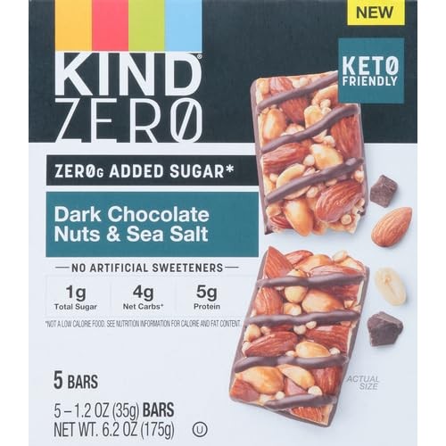 KIND ZERO Added Sugar Bars, Dark Chocolate Nuts and Sea Salt, Ke...