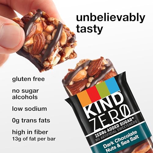 KIND ZERO Added Sugar Bars, Dark Chocolate Nuts and Sea Salt, Ke...