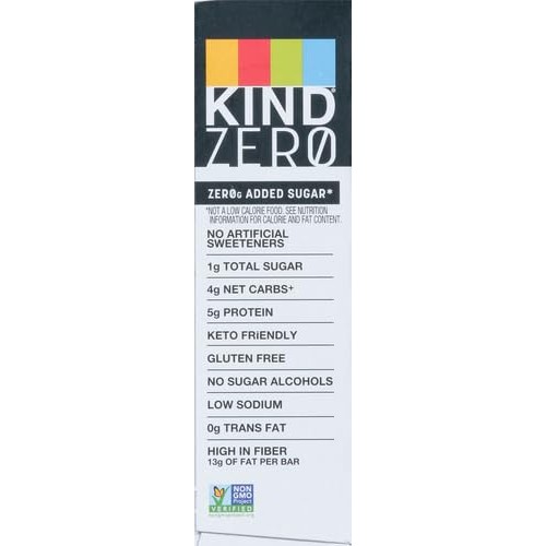 KIND ZERO Added Sugar Bars, Dark Chocolate Nuts and Sea Salt, Ke...
