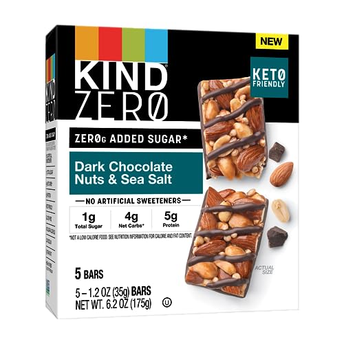 KIND ZERO Added Sugar Bars, Dark Chocolate Nuts and Sea Salt, Ke...
