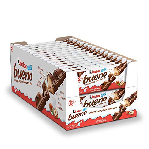 Kinder Bueno Milk Chocolate And Hazelnut Cream Candy Bar, 30 Pac