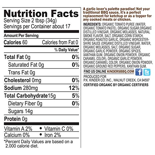 Kinder’S Organic Roasted Garlic Bbq Sauce, 4-Pack; 20.5 Oz Each;