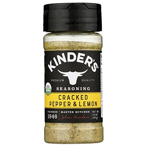 Kinders Organic Cracked Pepper & Lemon Seasoning, USDA Organic,...
