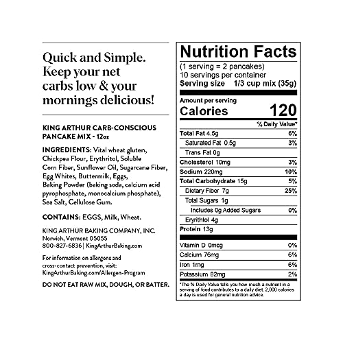 King Arthur, Carb-Conscious Keto Pancake Mix, Sourced Non-Gmo, C