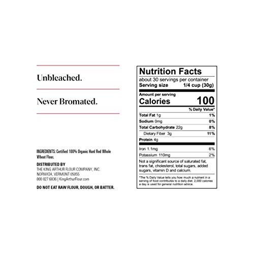 King Arthur, 100% Organic Whole Wheat Flour, 100% Whole Grain, N