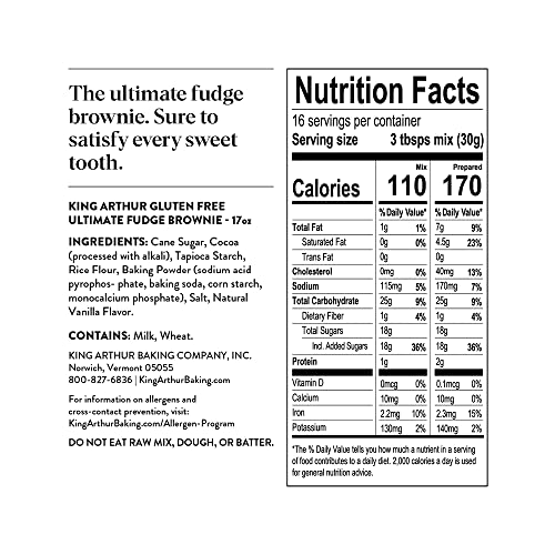 King Arthur Flour, Fudge Brownie Mix, Gluten Free, 17 Ounce Pac