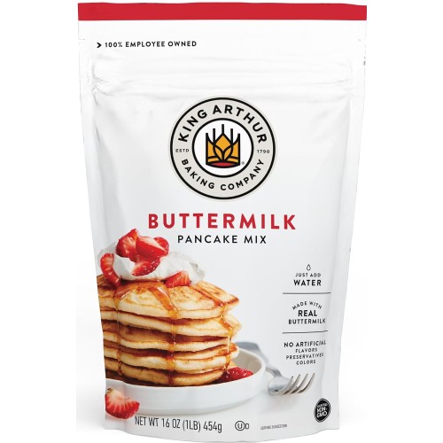 King Arthur Buttermilk Pancake Mix Just Add Water, Sourced Non-GMO, Certified Kosher, 16 Oz