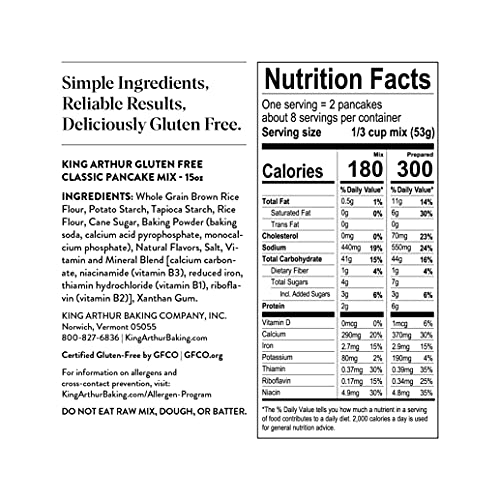 King Arthur Gluten Free Pancake Mix: Non-GMO, Kosher Certified, ...