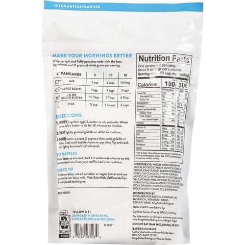 King Arthur Gluten Free Pancake Mix: Non-GMO, Kosher Certified, ...