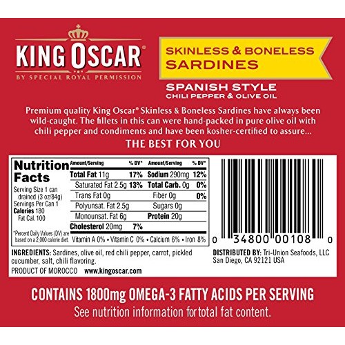 King Oscar Skinless &Amp; Boneless Sardines Spanish Style, 4.23 Oz King Oscar Skinless &Amp; Boneless Sardines Spanish Style, 4.23 Oz