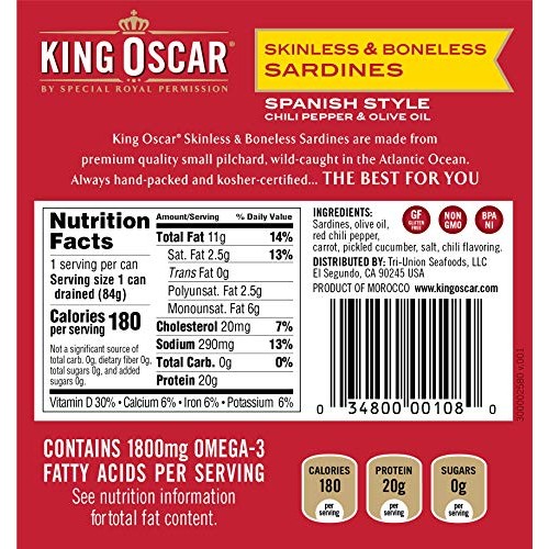 King Oscar Skinless &Amp; Boneless Sardines Spanish Style, 4.23 Oz King Oscar Skinless &Amp; Boneless Sardines Spanish Style, 4.23 Oz