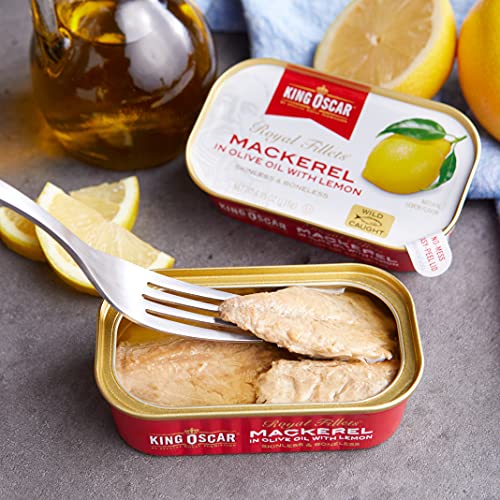King Oscar Skinless &Amp; Boneless Mackerel In Olive Oil &Amp; Lemon, 4.