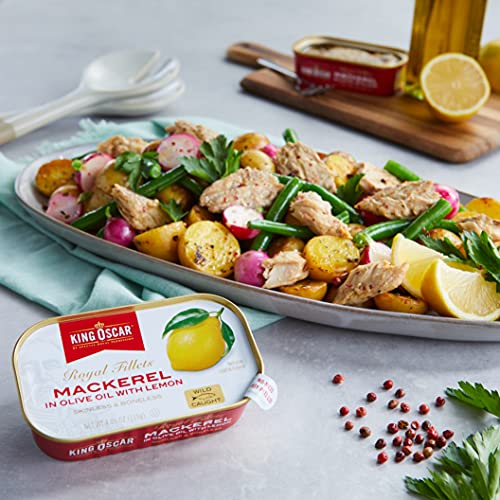 King Oscar Skinless &Amp; Boneless Mackerel In Olive Oil &Amp; Lemon, 4.