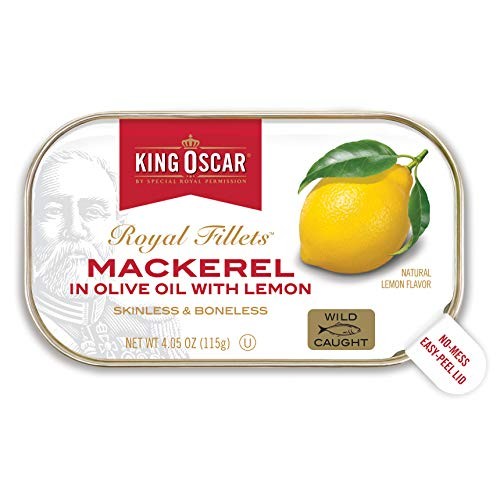 King Oscar Skinless &Amp; Boneless Mackerel In Olive Oil &Amp; Lemon, 4.