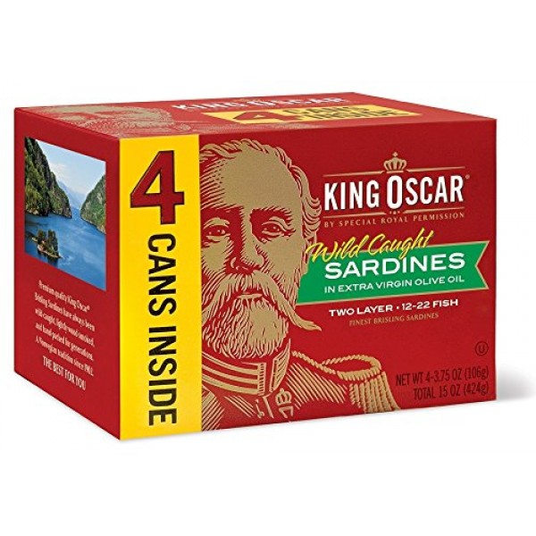 King Oscar Wild Caught Sardines in Extra Virgin Olive Oil 3.75 O...