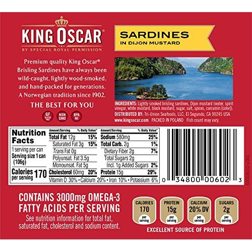 King Oscar Wild Caught Sardines In Mustard, 3.75 Ounce Pack Of 12