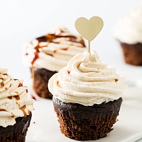Kiniza 100 Pieces Glitter Heart Cupcake Toppers ,Pink Love Theme