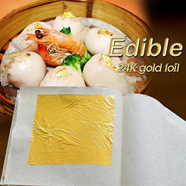 KINNO Edible 24K Gold Leaf Sheets 100 pcs 1.7 by 1.7 Facial Ca...