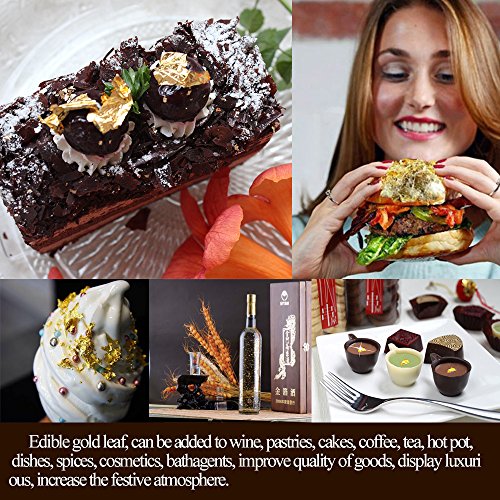 Kinno Edible 24K Gold Leaf Sheets 100 Pcs 1.7 By 1.7 Facial Ca