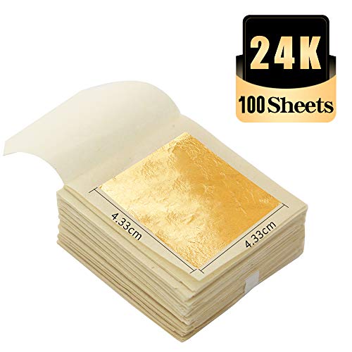 Kinno Edible 24K Gold Leaf Sheets 100 Pcs 1.7 By 1.7 Facial Ca