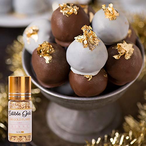 Kinno Edible Gold Flakes - 3 Bottles Of Metallic Gold Glitters F