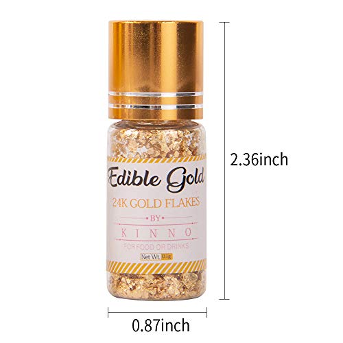 Kinno Edible Gold Flakes - 3 Bottles Of Metallic Gold Glitters F