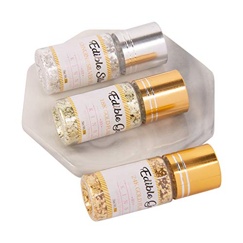 Kinno Edible Gold Flakes - 3 Bottles Of Metallic Gold Glitters F